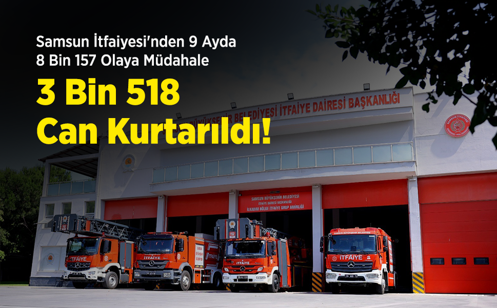 Samsun İtfaiyesi'nden 9 Ayda 8 Bin 157 Olaya Müdahale: 3 Bin 518 Can Kurtarıldı!
