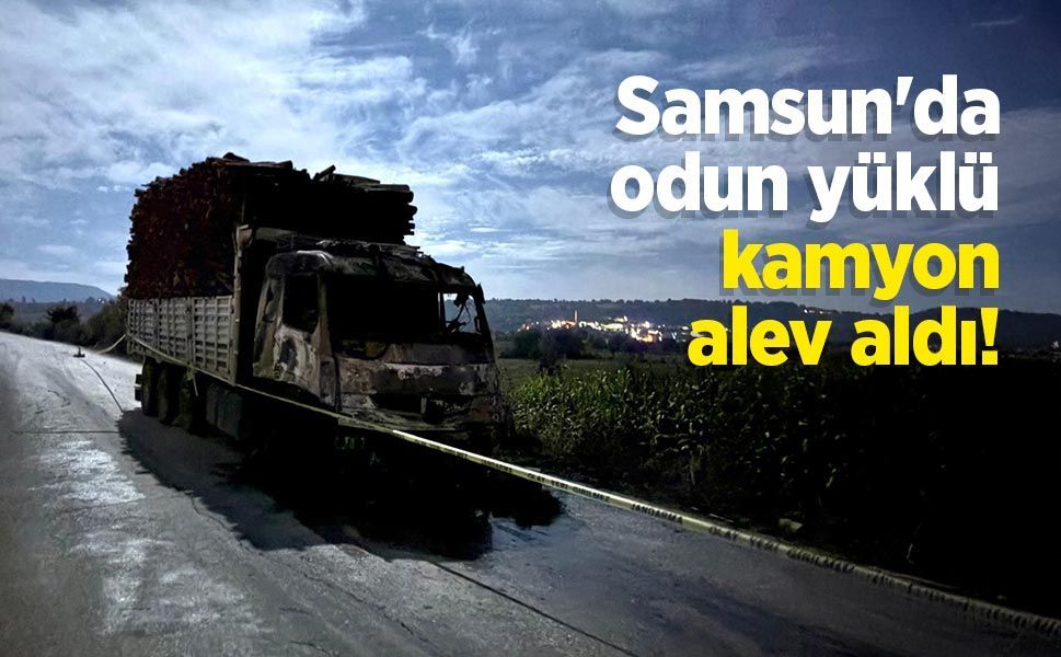 Samsun'da odun yüklü kamyon alev aldı!