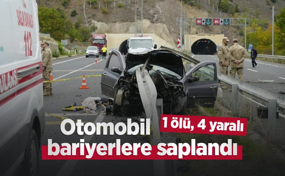 Otomobil bariyerlere saplandı: 1 ölü, 4 yaralı
