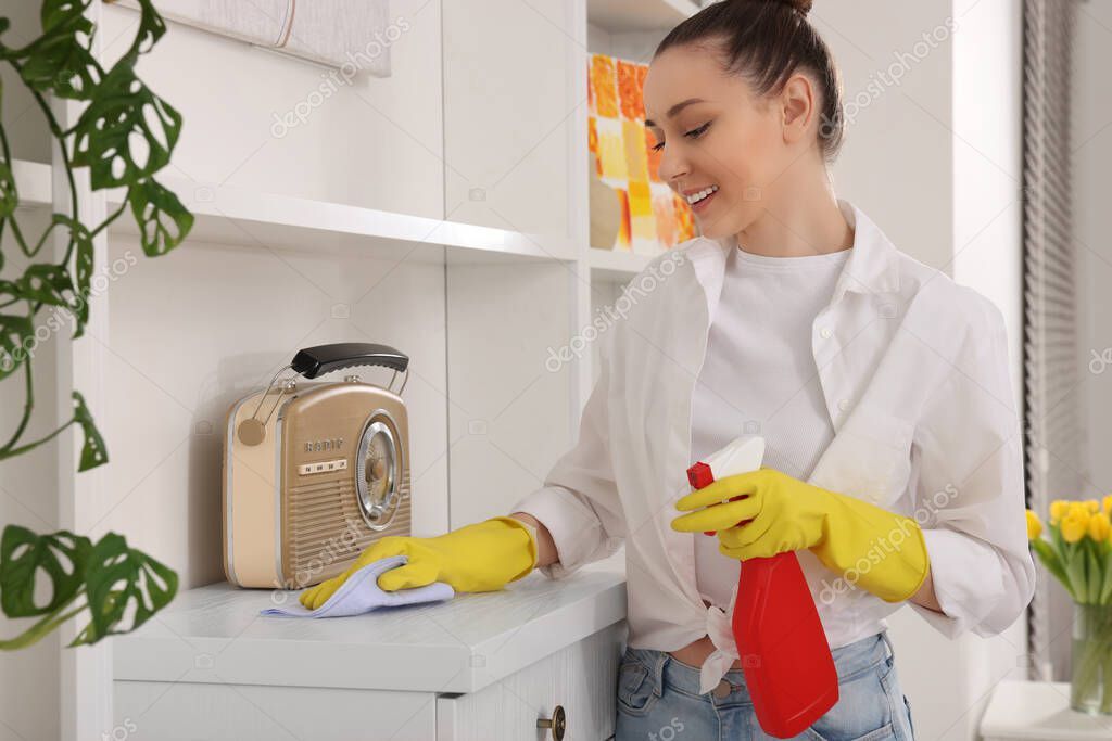 Depositphotos 663879422 Stock Photo Spring Cleaning Young Woman Tidying